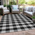 10' X 14' Black Gray And Ivory Plaid Washable Indoor Outdoor Area Rug