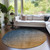 8' Gold Round Ombre Washable Indoor Outdoor Area Rug