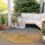 8' Gold Round Ombre Washable Indoor Outdoor Area Rug