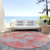 8' Salmon Ivory And Sky Blue Round Polka Dot Washable Indoor Outdoor Area Rug