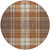 8' Chocolate Copper And Gold Round Plaid Washable Indoor Outdoor Area Rug