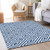 8' X 10' Blue And Ivory Geometric Washable Indoor Outdoor Area Rug Transitional Style - Blue, Ivory Color