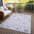 9' X 12' Lavender Mauve And Gray Floral Washable Indoor Outdoor Area Rug