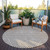 8' Taupe And Ivory Round Geometric Washable Indoor Outdoor Area Rug Transitional Style - Taupe, Ivory Color