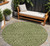 8' Olive Green And Light Green Round Abstract Washable Indoor Outdoor Area Rug