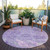 8' Lavender And Gray Round Damask Washable Indoor Outdoor Area Rug