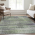 8' X 10' Artichoke Green Purple And Fern Green Striped Washable Indoor Outdoor Area Rug