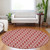 8' Red And Ivory Round Ogee Washable Indoor Outdoor Area Rug