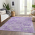8' X 10' Lavender And Gray Damask Washable Indoor Outdoor Area Rug