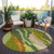 8' Green Beige And Copper Round Abstract Washable Indoor Outdoor Area Rug