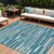 8' X 10' Teal Blue And Ivory Striped Washable Indoor Outdoor Area Rug Transitional Style - Teal Blue, Ivory Color