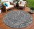 8' Gray Silver And Charcoal Round Paisley Washable Indoor Outdoor Area Rug