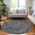 8' Gray Silver And Charcoal Round Paisley Washable Indoor Outdoor Area Rug