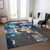 8' X 10' Charcoal Copper And Teal Blue Abstract Washable Indoor Outdoor Area Rug