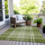 10' X 14' Green Black And Ivory Plaid Washable Indoor Outdoor Area Rug
