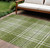 10' X 14' Green Black And Ivory Plaid Washable Indoor Outdoor Area Rug