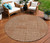 8' Brown And Beige Round Geometric Washable Indoor Outdoor Area Rug - 608219367237