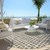 8' Brown Taupe And Ivory Round Geometric Washable Indoor Outdoor Area Rug