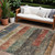 8' X 10' Fern Green Black And Terra Cotta Striped Washable Indoor Outdoor Area Rug