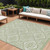 8' X 10' Artichoke Green And Ivory Medallion Washable Indoor Outdoor Area Rug
