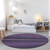 8' Round Purple Round Striped Washable Non Skid Indoor Outdoor Area Rug