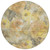 8' Gold And Gray Round Floral Washable Indoor Outdoor Area Rug - Gold, Gray