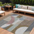 10' X 14' Brown Ivory And Mauve Geometric Washable Indoor Outdoor Area Rug