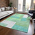 9' X 12' Sage Mint Green Teal Blue And Ivory Geometric Washable Indoor Outdoor Area Rug