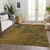 9' X 12' Copper And Green Abstract Washable Indoor Outdoor Area Rug