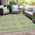 9' X 12' Green And Ivory Southwestern Washable Indoor Outdoor Area Rug