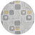 8' Gray Silver And Gold Round Geometric Washable Indoor Outdoor Area Rug