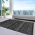 9' X 12' Taupe Charcoal And Gray Striped Washable Indoor Outdoor Area Rug