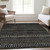 9' X 12' Taupe Charcoal And Gray Striped Washable Indoor Outdoor Area Rug