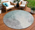 8' Pale Aqua And Gray Round Abstract Washable Indoor Outdoor Area Rug