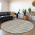 8' Gray Ivory And Brown Round Geometric Washable Indoor Outdoor Area Rug