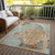10' X 14' Teal Blue And Copper Abstract Washable Indoor Outdoor Area Rug