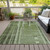9' X 12' Green And Gray Striped Washable Indoor Outdoor Area Rug - Green, Gray