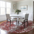 8' Burgundy And Ivory Round Abstract Washable Indoor Outdoor Area Rug