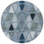 8' Denim Blue And Sky Blue Round Geometric Washable Indoor Outdoor Area Rug - Denim Blue, Sky Blue