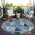 8' Denim Blue And Sky Blue Round Geometric Washable Indoor Outdoor Area Rug - Denim Blue, Sky Blue
