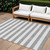 10' X 14' Gray and White Striped Washable Indoor Outdoor Area Rug