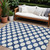 8' X 10' Navy Blue And Ivory Polka Dot Washable Indoor Outdoor Area Rug