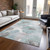 9' X 12' Blue And Sage Floral Washable Indoor Outdoor Area Rug