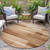 8' Rust And Ivory Round Striped Washable Indoor Outdoor Area Rug