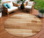 8' Rust And Ivory Round Striped Washable Indoor Outdoor Area Rug