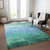9' X 12' Teal Blue And Aqua Striped Washable Indoor Outdoor Area Rug - 880016799644