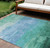 9' X 12' Teal Blue And Aqua Striped Washable Indoor Outdoor Area Rug - 880016799644