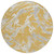 8' Gold Gray And Ivory Round Abstract Washable Indoor Outdoor Area Rug