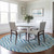 8' Teal Blue And Ivory Round Geometric Washable Indoor Outdoor Area Rug Transitional Style - Teal Blue, Ivory Color