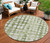 8' Artichoke Green And Ivory Round Abstract Washable Indoor Outdoor Area Rug Transitional Style - Artichoke Green, Ivory Color
